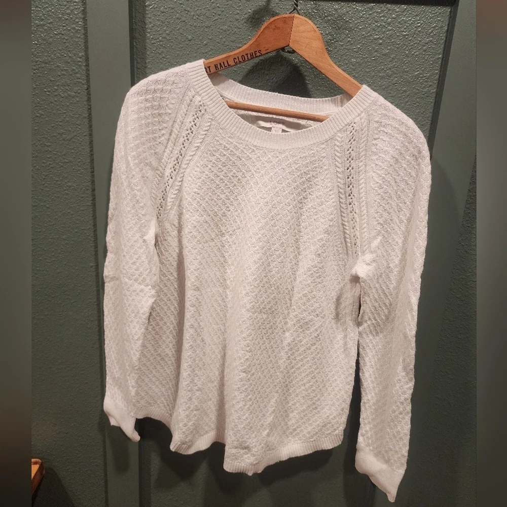 🤍 LOFT Textured Knit Sweater | Ivory | Women’s Large